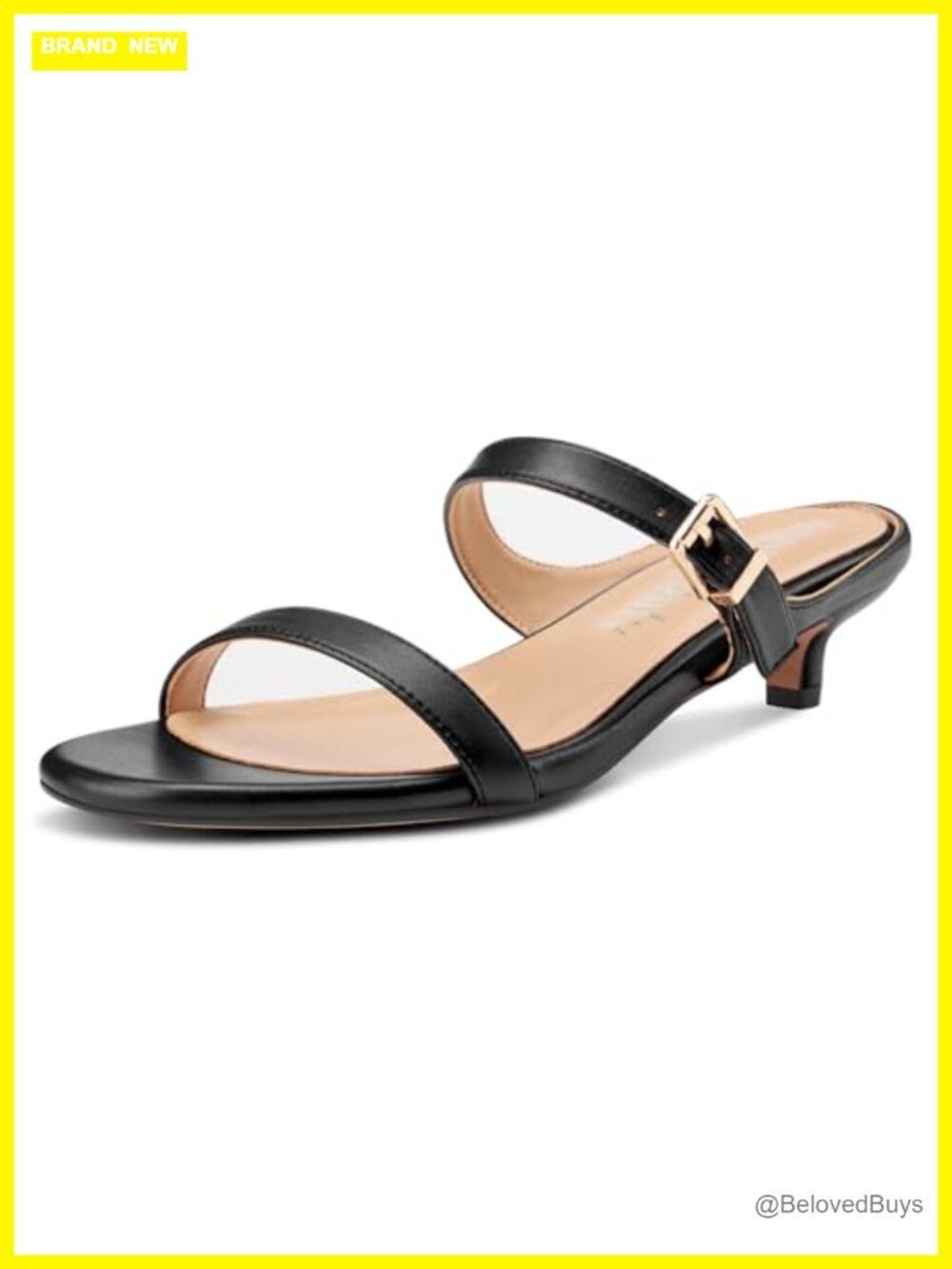 Two Strap Kitten Heel Sandals Slip On Open Toe Dress Mules